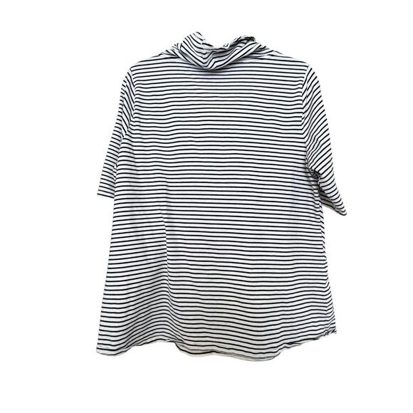 Soft Surroundings Promenade Large Tunic Striped Pockets Blk & White Coastal Prep - Picture 5 of 5